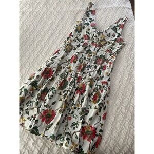 Maison Tara Sundress Sleeveless Floral Summer Dress Sz 10 Mid Length Midi Casual
